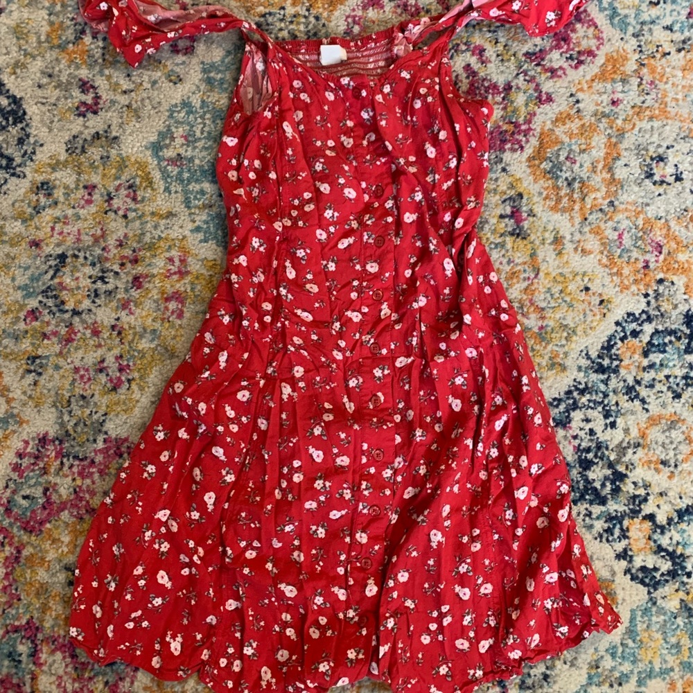 red floral sundress